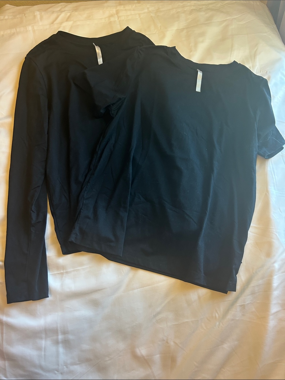 2 tops: Fabletics Black Long Sleeve & Short Sleeve Tee Set